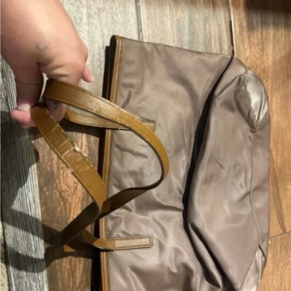 Classic Large Brown Tote Bag with Gold Hardware